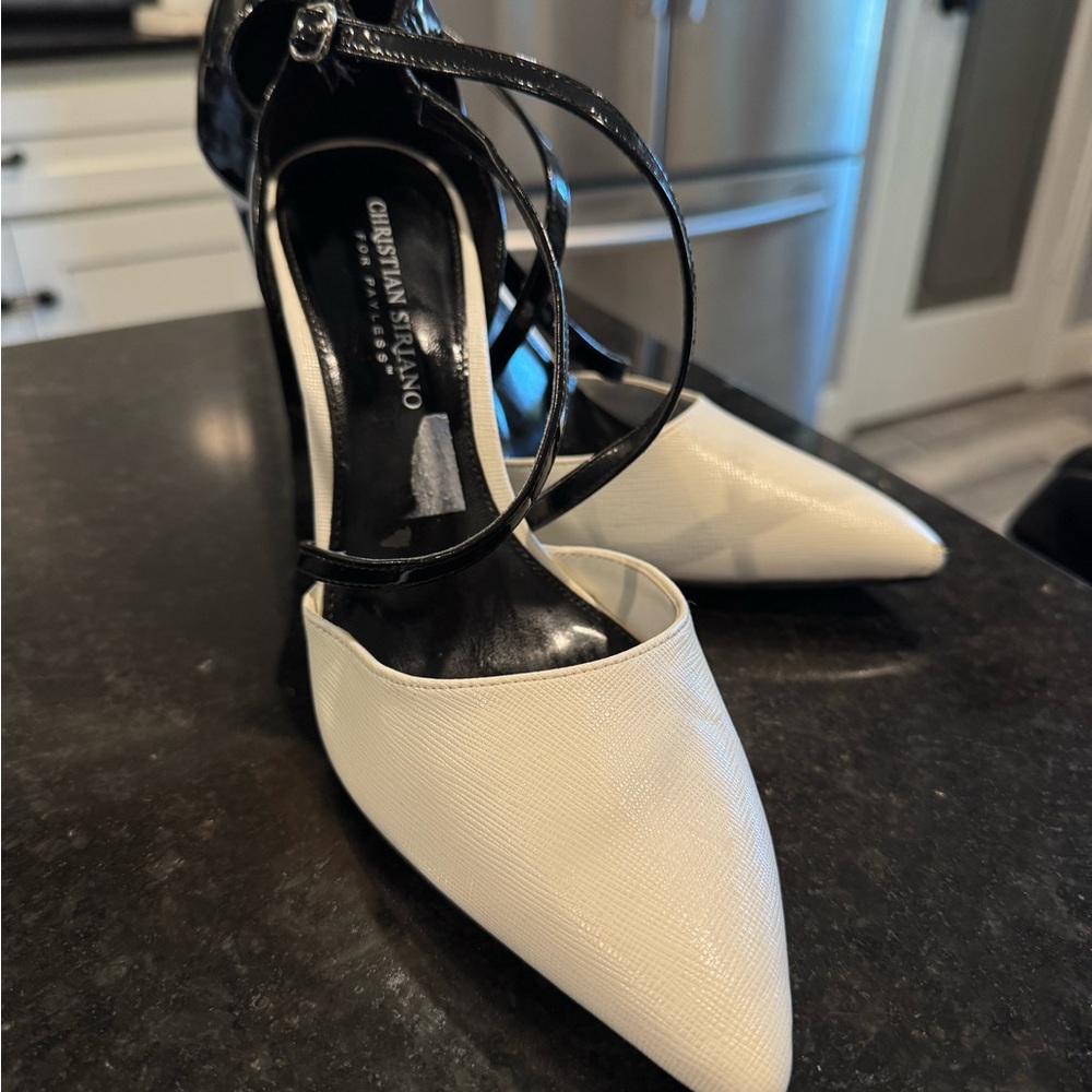 Christian Siriano Two-Tone Black and Cream Heels